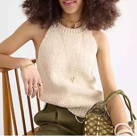 J. Crew Tops - J. Crew High Neck Sweater Tank Sleeveless Top Ivory Size 2X 204